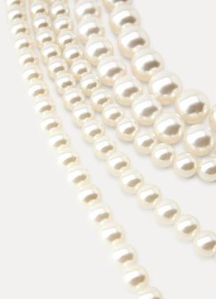 Намисто з ланцюжками та штучними перлами3 фото