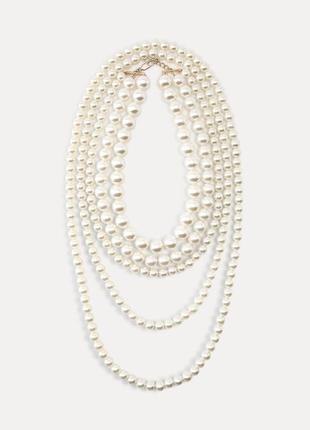 Намисто з ланцюжками та штучними перлами2 фото