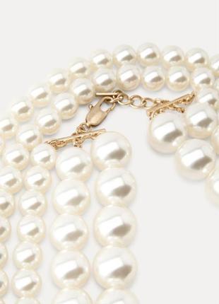 Намисто з ланцюжками та штучними перлами4 фото
