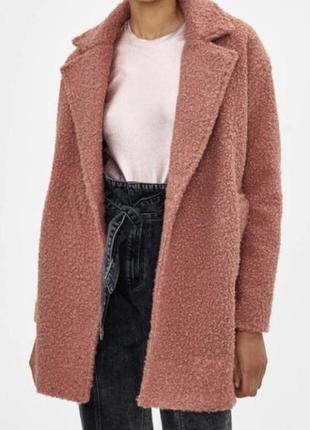 Пальто тедди reserved xl oversize барашек dusty rose salmon