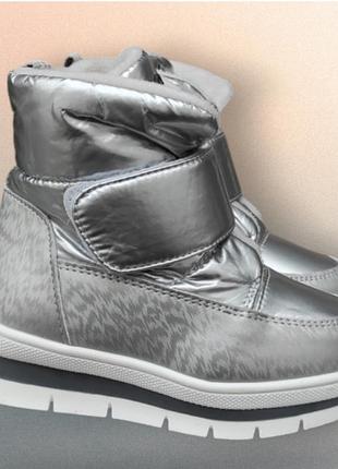 Детские зимние термо ботинки, дутики для девочки пудра розовые на липучке