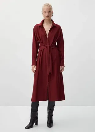 Сукня сорочка з вовною бардо марсала бургунді