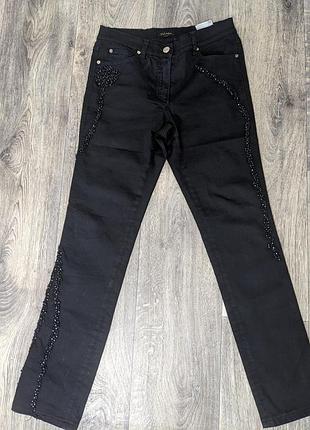 Escada черные брюки брюки с вышивкой праздничные брюки классические джинсы премиум бренда вышивка бисером вышивка