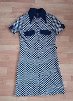 Ретро платье-халат m-l приталенное