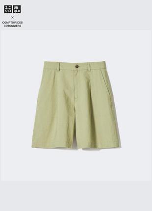 Uniqlo шорты-плиссе из смеси льна