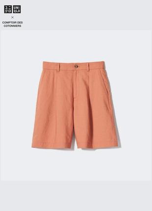 Uniqlo шорты-плиссе из смеси льна