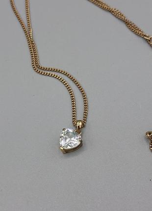 Отличная подвеска сердечко с камешками на цепочке