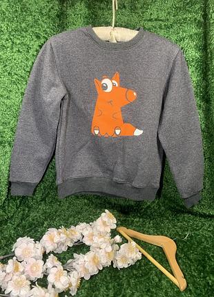 Теплий світшот кофта на флісиці jolly buly для хлопчика лисичка р.134 на 8-10 років н1609