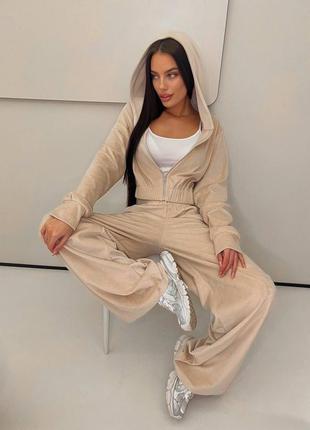 Велюровый спортивный костюм женский теплый черный розовый коричневый голубой зеленый бежевый на весну весенний демисезонный