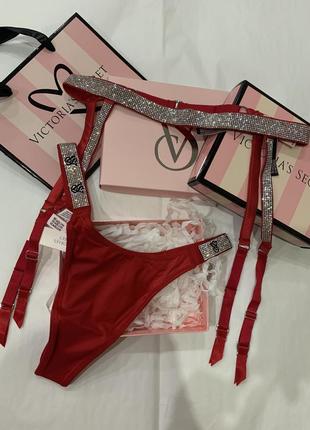 Пояс для чулок со стразами victoria’s secret shine strap garter belt very sexy lipstick