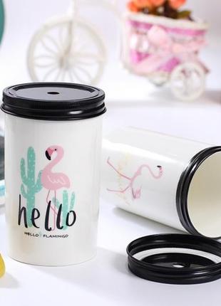 Стакан с трубочкой flamingo