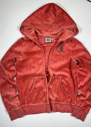 Кофта худи juicy couture розовая оранжевая с камушками