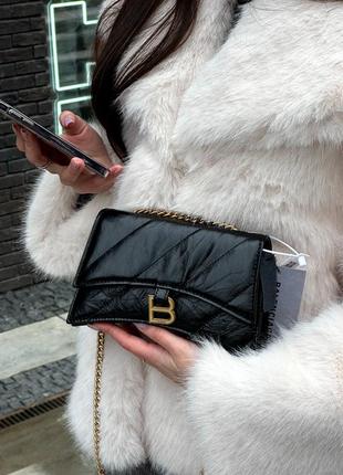 B@lenciaga mini premium натуральна шкіра преміум якість брендова міні сумочка чорна кожа