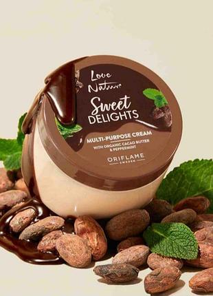 Универсальный крем для лица и тела с органическим маслом какао и мятой love nature