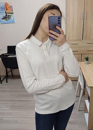 Женское поло белоснежное хлопковое