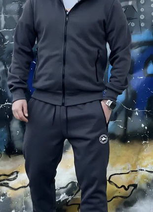 Теплый спортивный костюм на меху для мальчика подростка юниор 160-186 21224мо