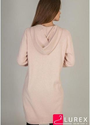 Бежева в'язана сукня плаття светр худі з капюшоном об'ємні рукава вовна ангора кашемір розміру s,m від monsoon