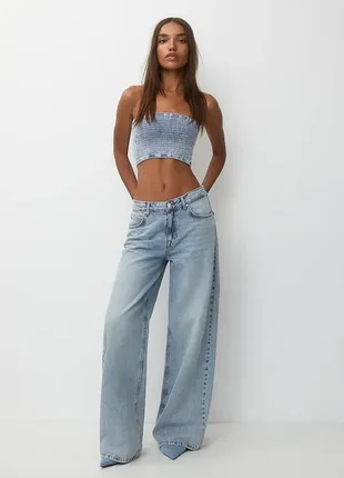 Тендові блакитні джинси палаццо  pull&bear