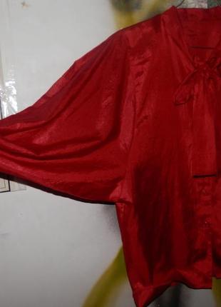 Винтажная красная блуза с широкими рукавами5 фото