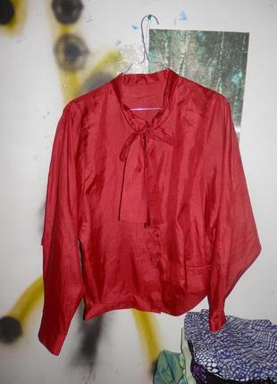 Винтажная красная блуза с широкими рукавами8 фото
