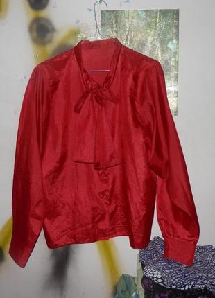 Винтажная красная блуза с широкими рукавами1 фото