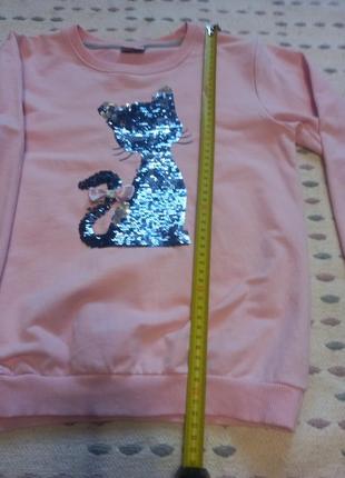 Світшот з котиком з пайєток рожєвий р 146