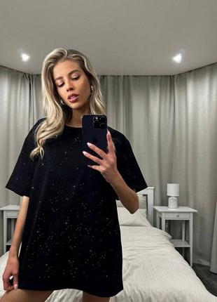 Футболка женская оверсайз камней стразы