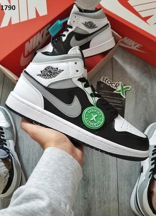 Nike air jordan 1 retro high og (чорно/біло/сірі)