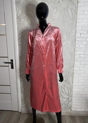 Винтажный велюровый халат на пуговицах винтаж, xl-xl