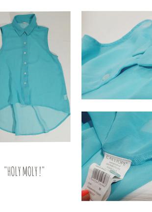 Блакитна блузка/сорочка calliope,шифон,р. м2 фото