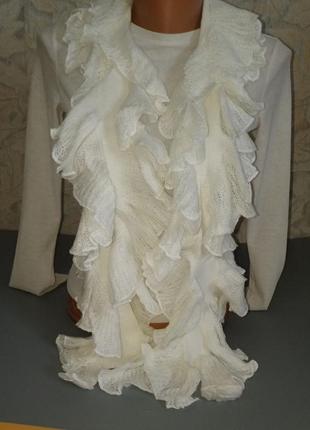 Шарф з воланами новий айворі красивий жіночий аксесуар + подарунок