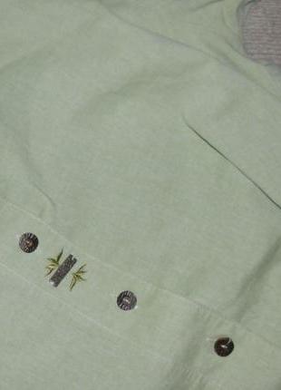 Рубашка из натуральной ткани с фрагментами вышивки с коротким рукавом5 фото