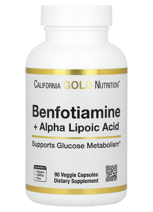 California gold nutrition, бенфотиамин с альфа-липоевой кислотой, 90 вегетарианских капсул