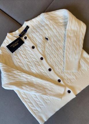 Молочний вовняний кардиган polo ralph lauren