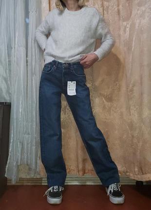 Прямые джинсы zara mid-rise straight, средняя посадка, на пуговицах