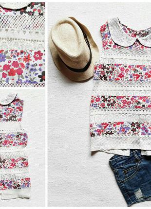 Дизайнерская блузка  с вставками из прошвы  ribbon