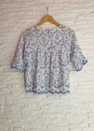 Очаровательная цветочная легкая блуза с перфорацией zara6 фото