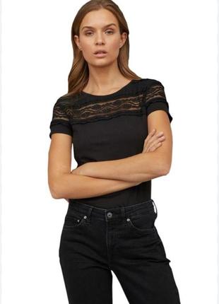 Топ футболка с кружевом h&m