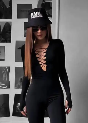 Комбинезон женский с переплетами микродайвинг 42-44; 44-46  razg6220-1126sве