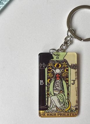 Яскраві кольорові брелки-талісмани за арканами таро - жриця, блазень, диявол, сонце, помірність