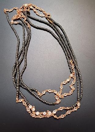 Довге намисто безель скло і чорні скоріше камінь, ніж скло