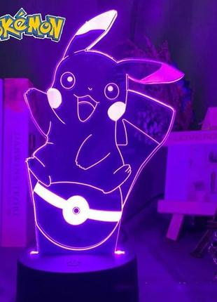 Pokemon go нічник у кімнату pikachu світильник з пультом керування покемон пікачу аніме лампа різні кольори anime unindo японія japan