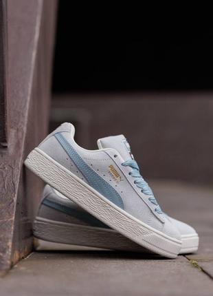 Замшевые кроссовки puma suede xl grey blue
