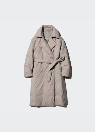 Uniqlo длинное пальто с поясом на пуху