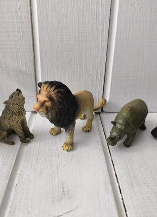 Іграшкові фігурки дикі тварини ааа вовк, лев, носоріг, медвідь., гепард