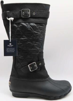 Черные женские ботинки, боты sperry saltwater quilted tall nylon rubber duck