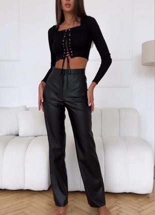 Шкіряні штани на флісі