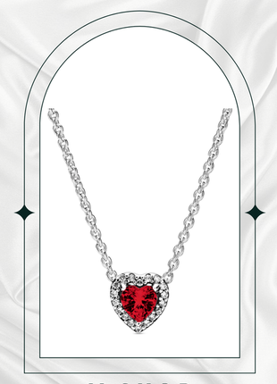 Серебряное ожерелье "красное сердце"