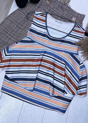 Нова різнокольорова блуза zara l блуза з відкритими плечима блуза зара з рюшами