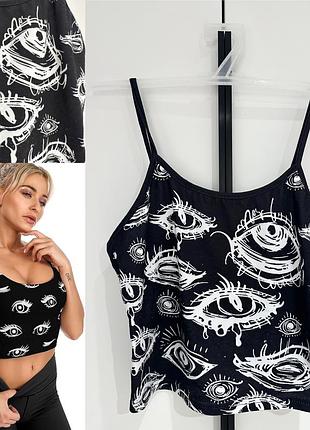 Готичний топ з принтом- очі